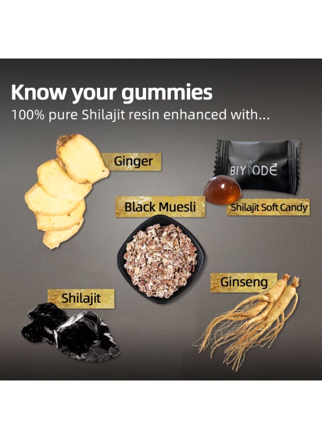 بيودي حلوى شيلاجيت الهيمالايا الذهبية النقية | 60 حلوى هلامية | بنكهة التمر الهندي الطبيعي | 3000 ملغ مع كيه إس إم-66 أشواغاندا، ميويسلي أسود وجوكشورا | 60 من العناصر النزرة | يعزز الطاقة، التحمل، القوة والتركيز | مختبرة، بدون سكر أو غلوتين مضاف - Image 3